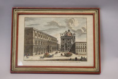 une vieille photo d'un bâtiment avec une tour horloge au milieu
