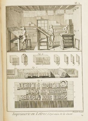 un vieux livre avec une illustration représentant des personnes travaillant dans une usine