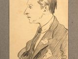 an old drawing of a man in a suit and tie