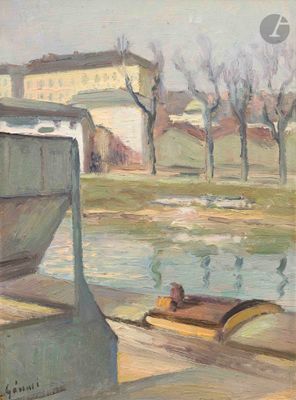 a painting of a boat on a body of water