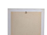 a white picture frame with a triangle on the front of it