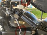 a motorcycle that is parked in a garage