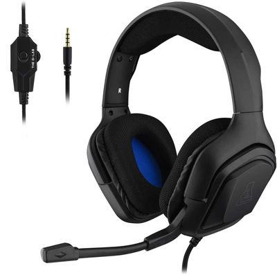 a close up of a headset with a microphone and a cable
