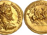 a gold coin with an image of a man riding on a horse