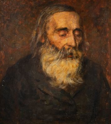 un tableau représentant un vieil homme à la longue barbe