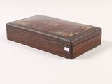 an image of a wooden box with flowers and birds on it