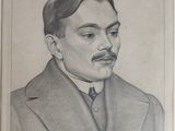 portrait d'un homme en costume-cravate, portant une moustache