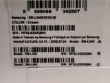 the back of a samsung smart phone with a bar code on it