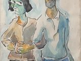 tableau représentant un homme et une femme debout l'un à côté de l'autre