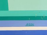 a close up of a painted bench with a name on it