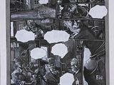 a black and white drawing of a group of people on a bus