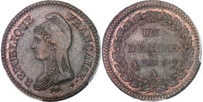 an old coin with a woman ' s head on it