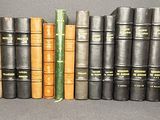 plusieurs vieux livres sont alignés sur une table