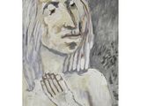 an image of a painting of a woman with long hair