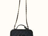 chanel black quilted mini bag with chain strap