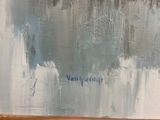an image of a painting of a blue and white sky with clouds