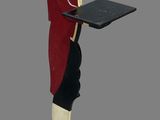 a statue of a man holding a tray in his hand
