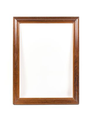 an empty wooden frame on a white background