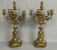 Jolie paire de candélabres en bronze ciselé doré d'inspirati… (photo 2)