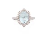Bague ovale en aigue-marine et diamants