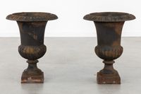 Paire de vases de jardin en fonte, dits « vases Médicis », d… (photo 3)