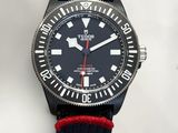 a black watch with a red second hand and a red second hand