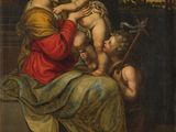 une image d'un tableau représentant une femme tenant un enfant dans ses bras