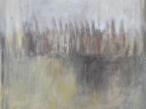 an oil painting of a cityscape in a glass jar