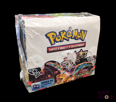 une boîte de cartes à collectionner Pokémon sur fond noir
