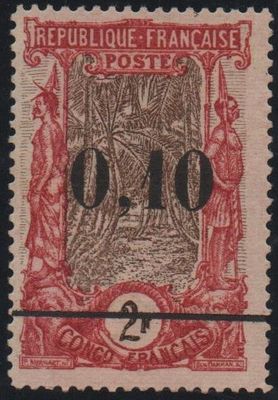 CONGO n°47 2f,neuf rousseurs,surcharge