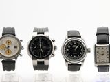 trois types de montres sont présentés sur une surface blanche