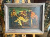 a picture of a painting on a easel in a room