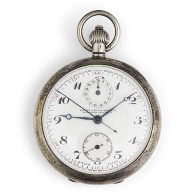 a silver pocket watch on a white background