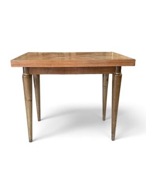an image of a wooden table with two legs on a white background