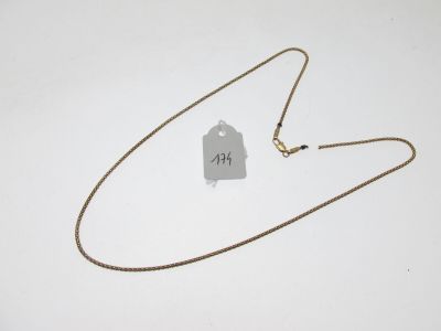 chaîne maille tubulaire or 750°/°°, bossuée, cassée L:45cm… - Photo 1