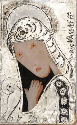 an image of a painting of a woman with a bird on her shoulder