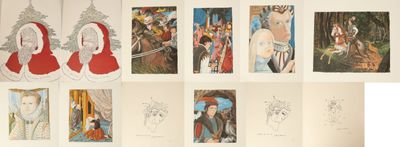 beaucoup de photos du Père Noël accrochées au mur