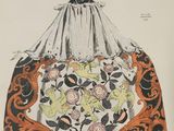an image of a drawing of a woman in a dress with flowers on it