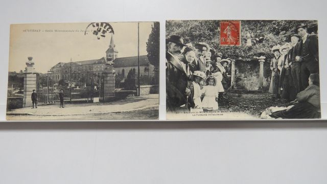 Evaux-les-Bains : Lot de 2cpa (TBE) : Saint-Marien, La Fontaine m...