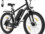 an image of a black electric bike with a yellow wheel