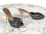 Mules Louis Vuitton en denim et cuir doré