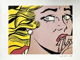Roy Bril - Estampe pop art représentant le visage d'une femme qui se couvre la bouche de la main