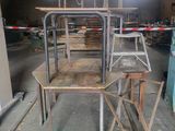 a chair that is sitting on a table in a building