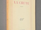 the cover of the book la chute is shown on a gray surface