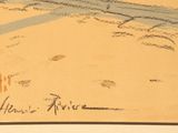a drawing of a man riding a horse on the beach