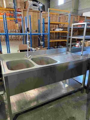 Plonge 2 bacs inox avec douchette, égouttoir à droite - Frais de vente - Photo 1