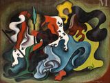 an image of a painting of a group of people riding horses