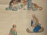 chinese painting of a group of people sitting on a rug