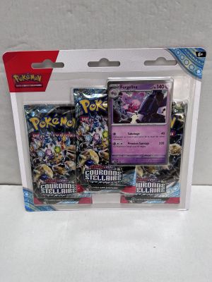 two packs of pokemon trading cards are in a white box