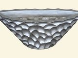 a white bowl with a black and white design on it